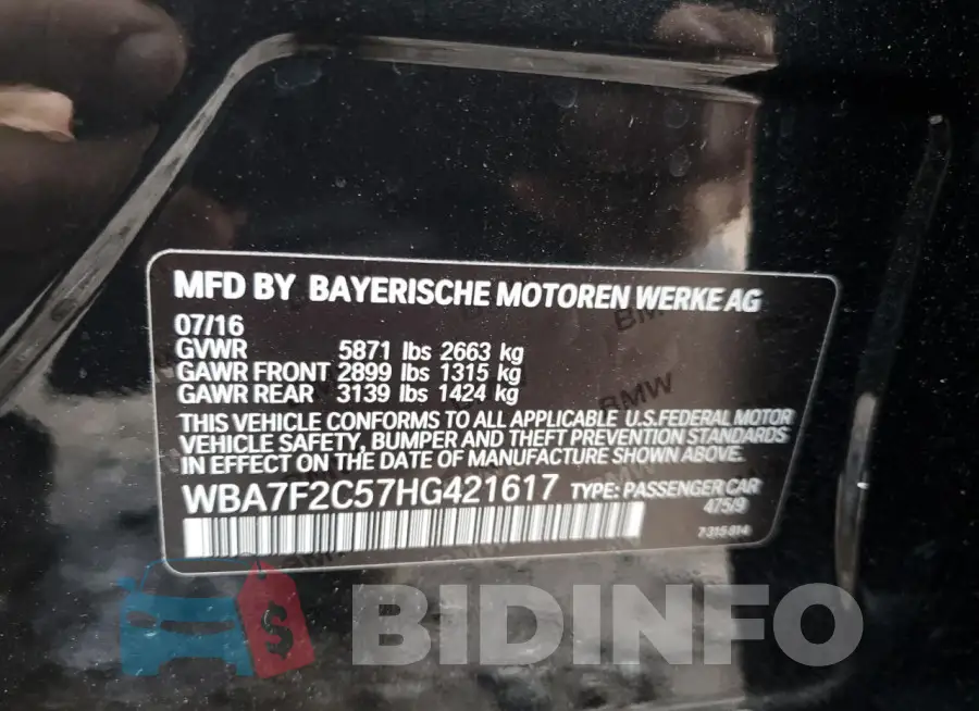 WBA7F2C57HG421617 Photo# 12