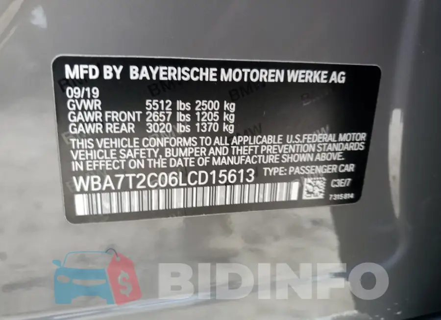 WBA7T2C06LCD15613 Photo# 12