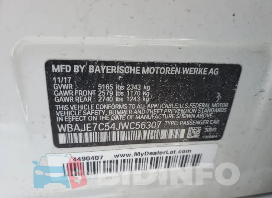 WBAJE7C54JWC56307 Photo# 12