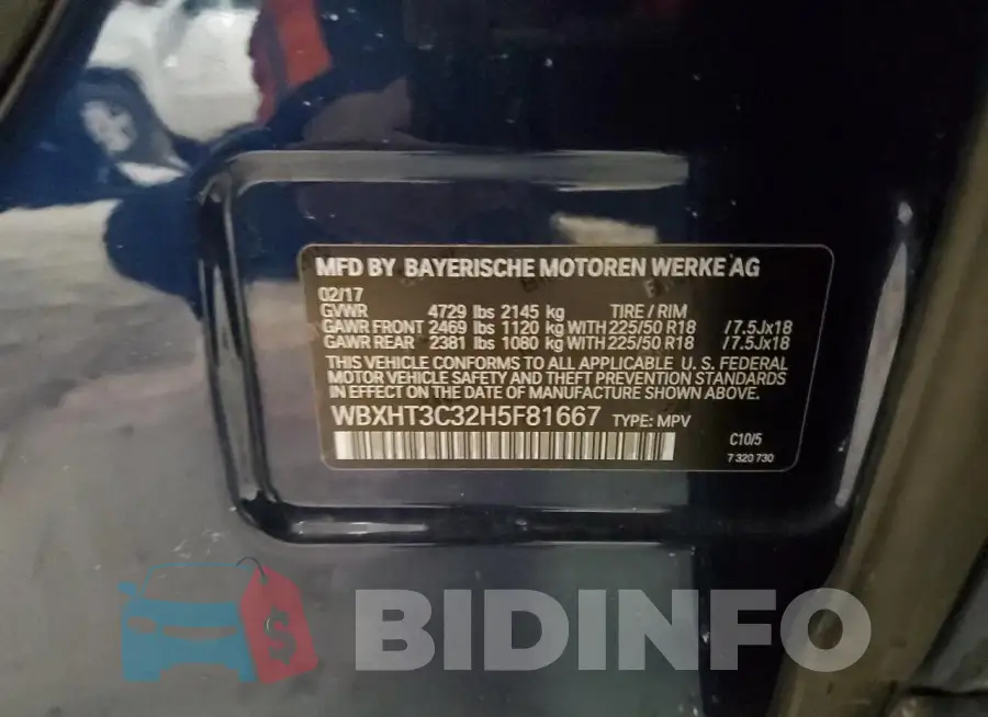 WBXHT3C32H5F81667 Photo# 13