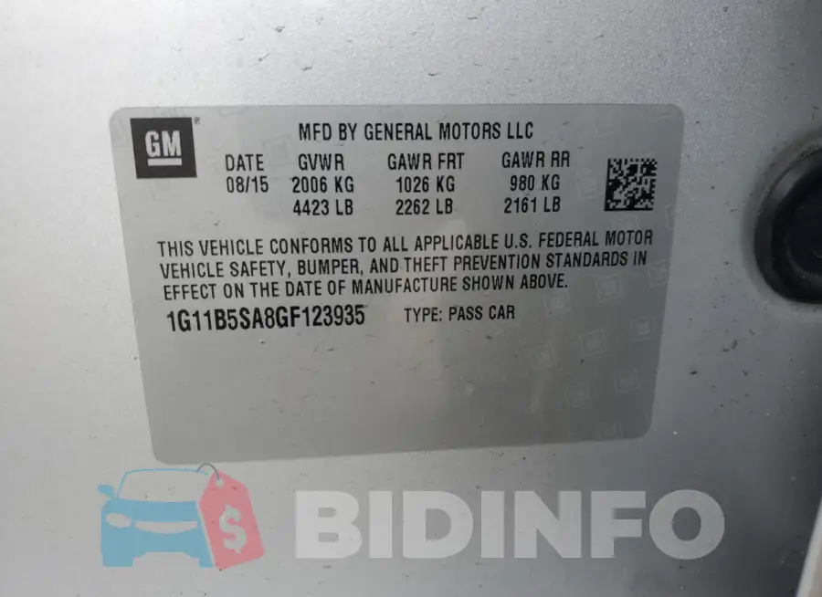 1G11B5SA8GF123935 Photo# 12