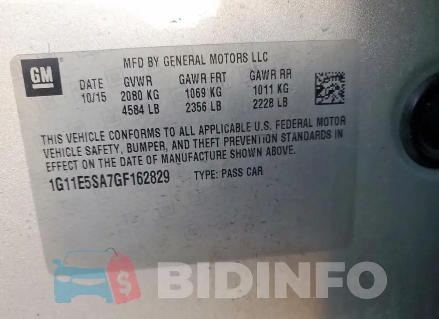1G11E5SA7GF162829 Photo# 12