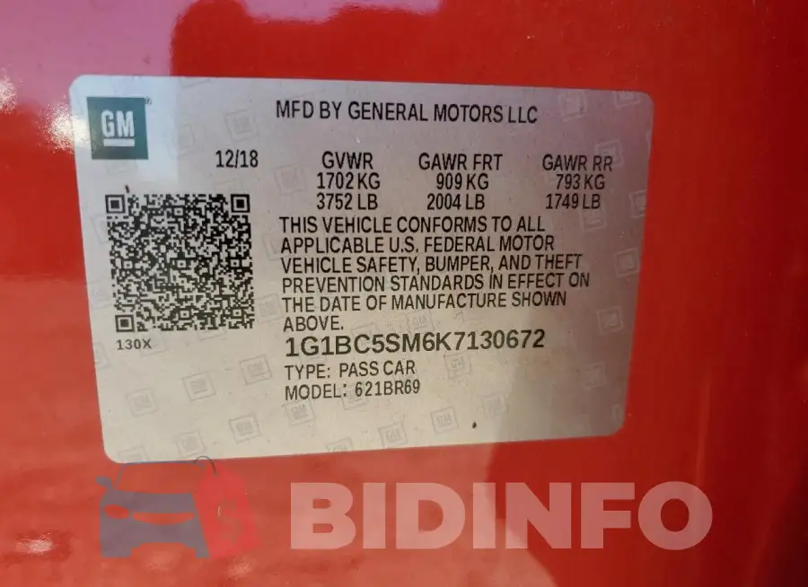 1G1BC5SM6K7130672 Photo# 12