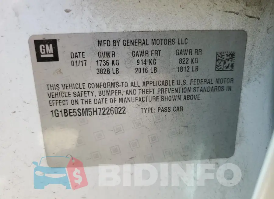 1G1BE5SM5H7226022 Photo# 12