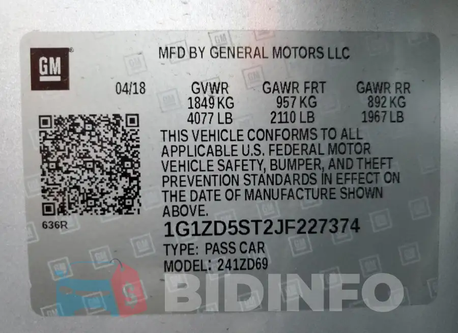 1G1ZD5ST2JF227374 Photo# 13