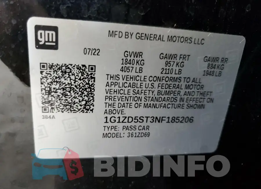 1G1ZD5ST3NF185206 Photo# 12