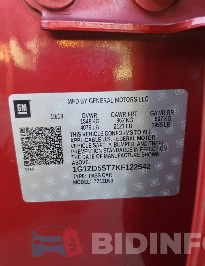 1G1ZD5ST7KF122542 Photo# 12