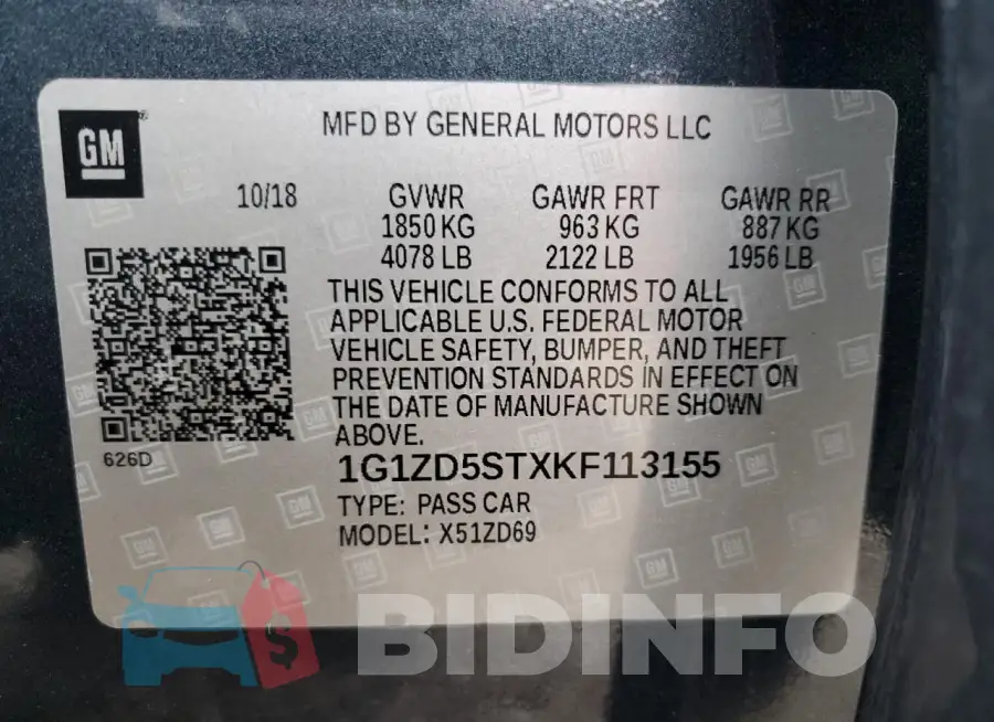 1G1ZD5STXKF113155 Photo# 12