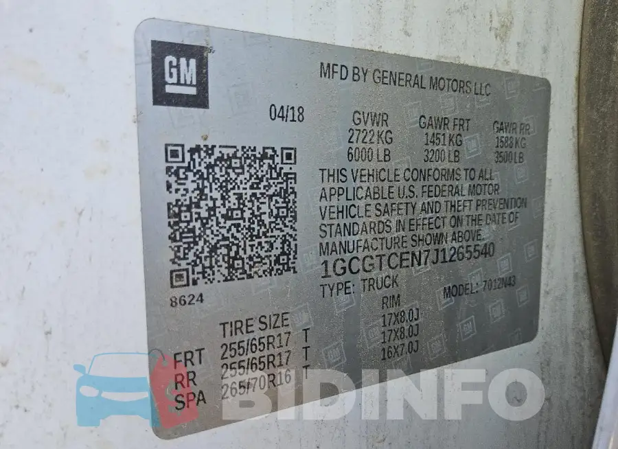 1GCGTCEN7J1265540 Photo# 12