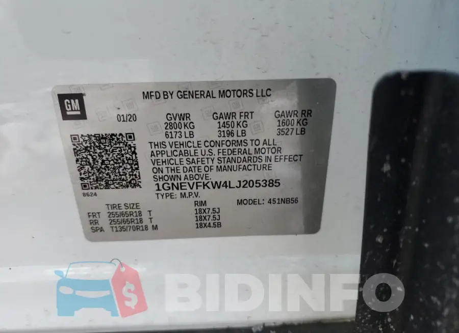 1GNEVFKW4LJ205385 Photo# 13