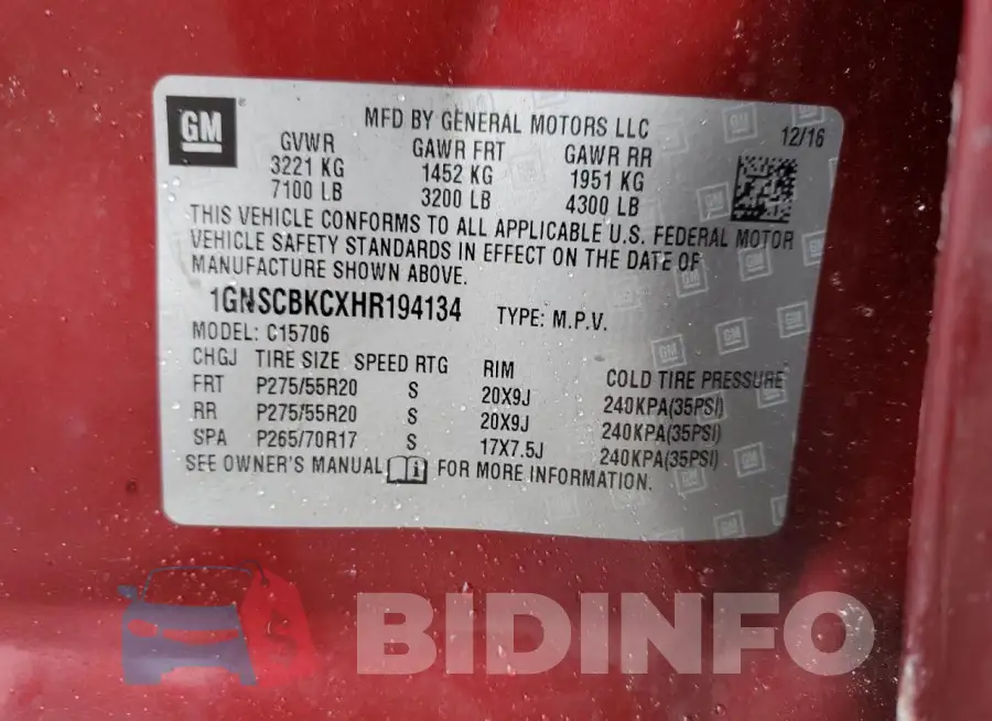 1GNSCBKCXHR194134 Photo# 14
