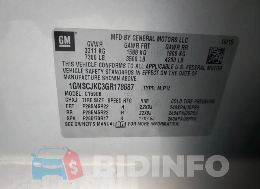 1GNSCJKC3GR178687 Photo# 13