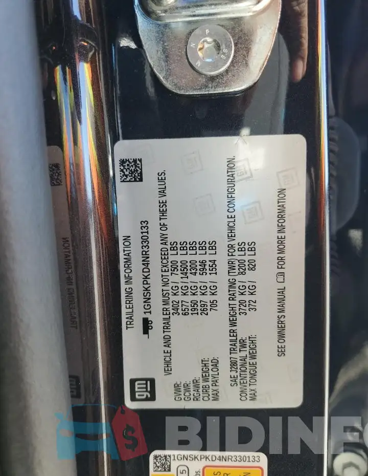 1GNSKPKD4NR330133 Photo# 13