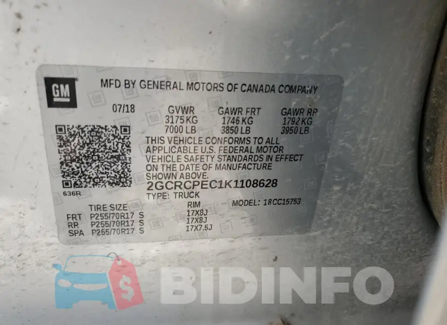 2GCRCPEC1K1108628 Photo# 13