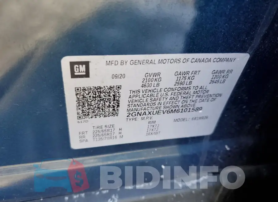 2GNAXUEV6M6101589 Photo# 13
