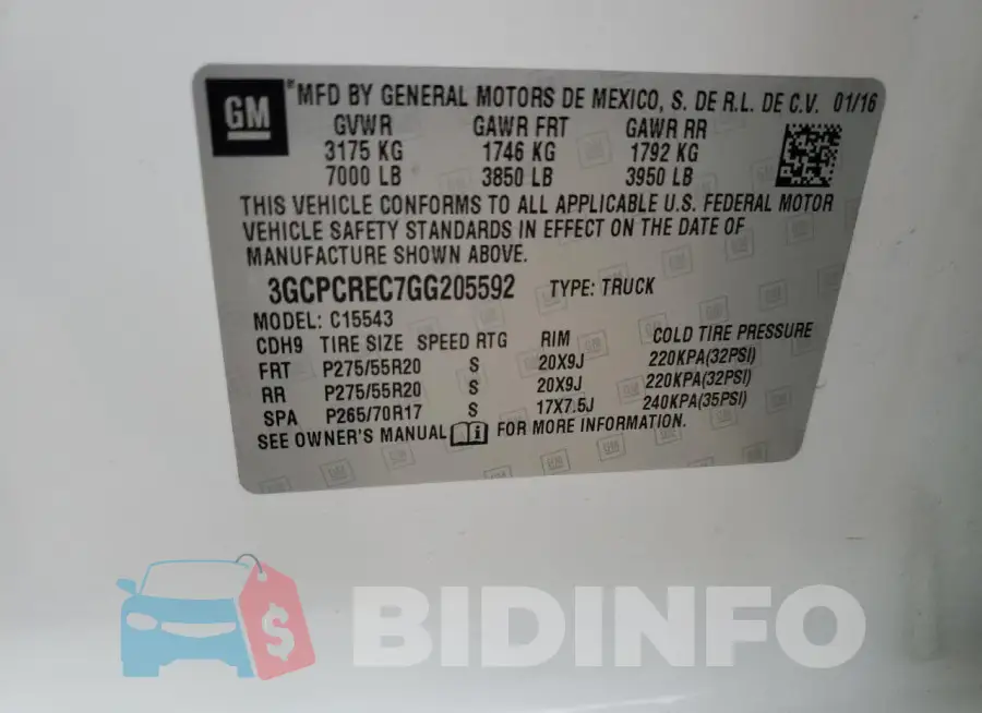 3GCPCREC7GG205592 Photo# 12