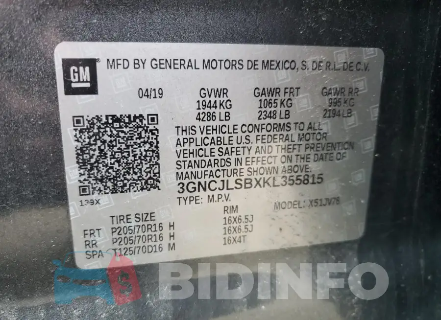 3GNCJLSBXKL355815 Photo# 12