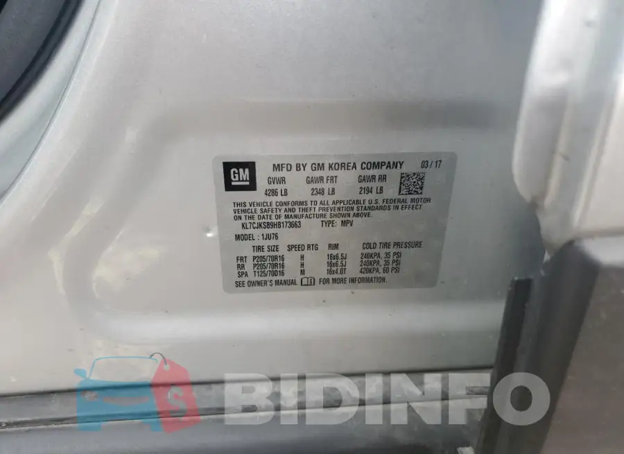 KL7CJKSB9HB173663 Photo# 12