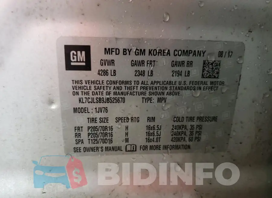 KL7CJLSB9JB525670 Photo# 13