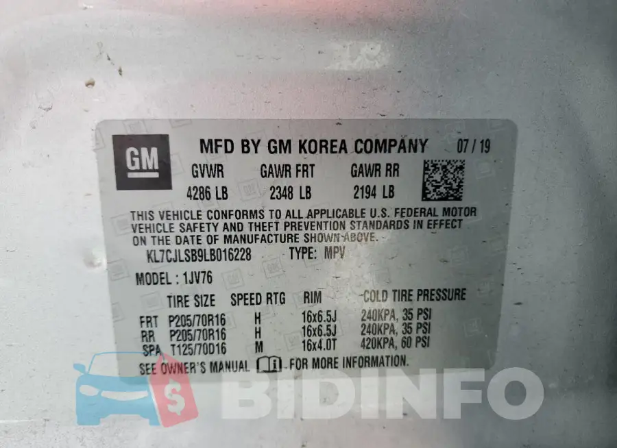 KL7CJLSB9LB016228 Photo# 13
