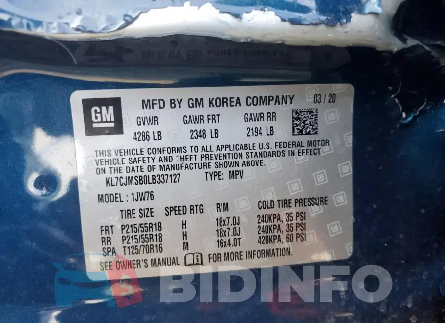 KL7CJMSB0LB337127 Photo# 12