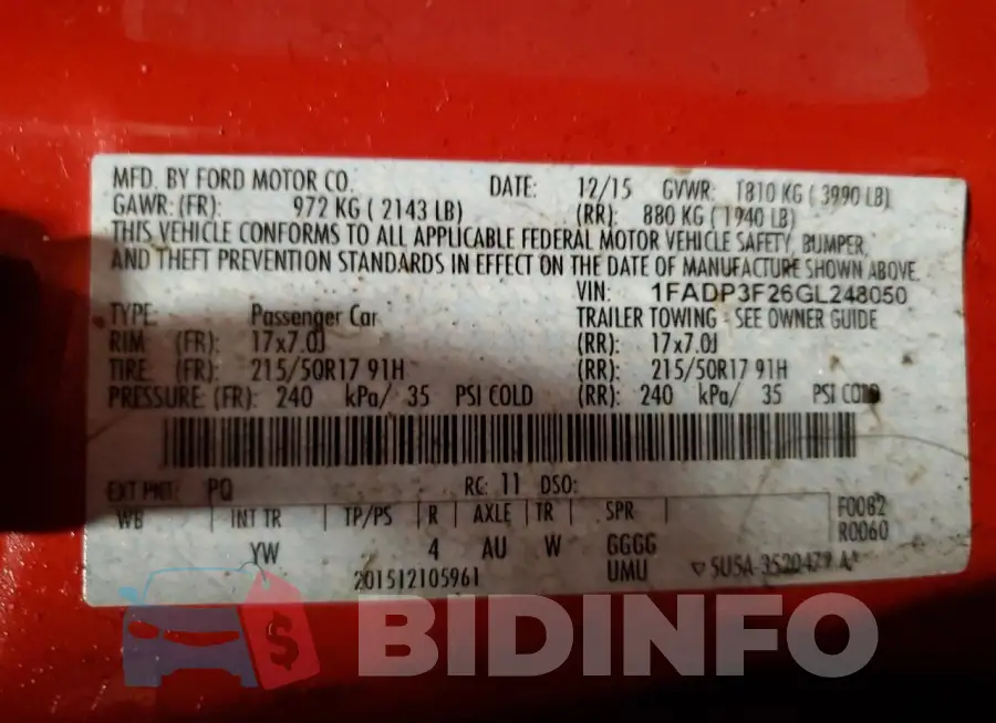 1FADP3F26GL248050 Photo# 13