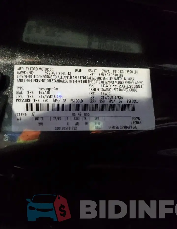 1FADP3F2XHL283501 Photo# 12