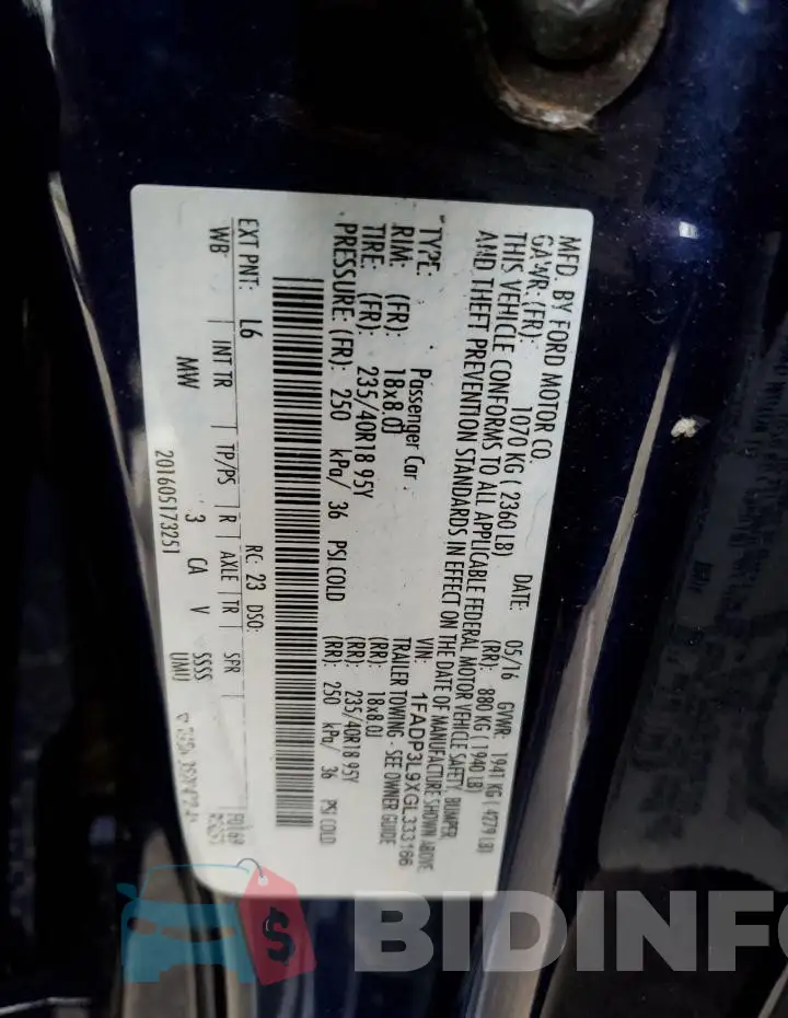 1FADP3L9XGL333166 Photo# 12