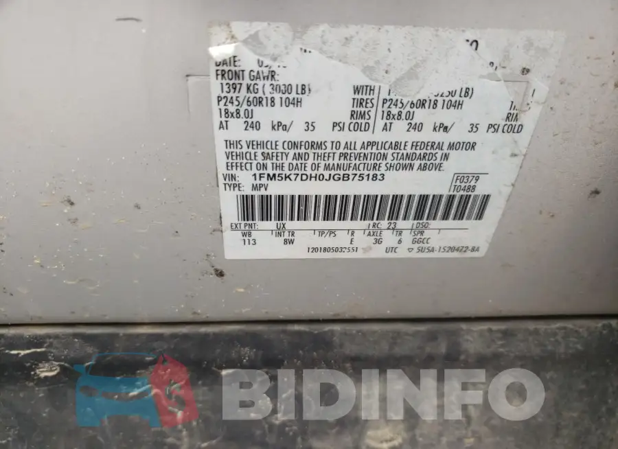 1FM5K7DH0JGB75183 Photo# 13