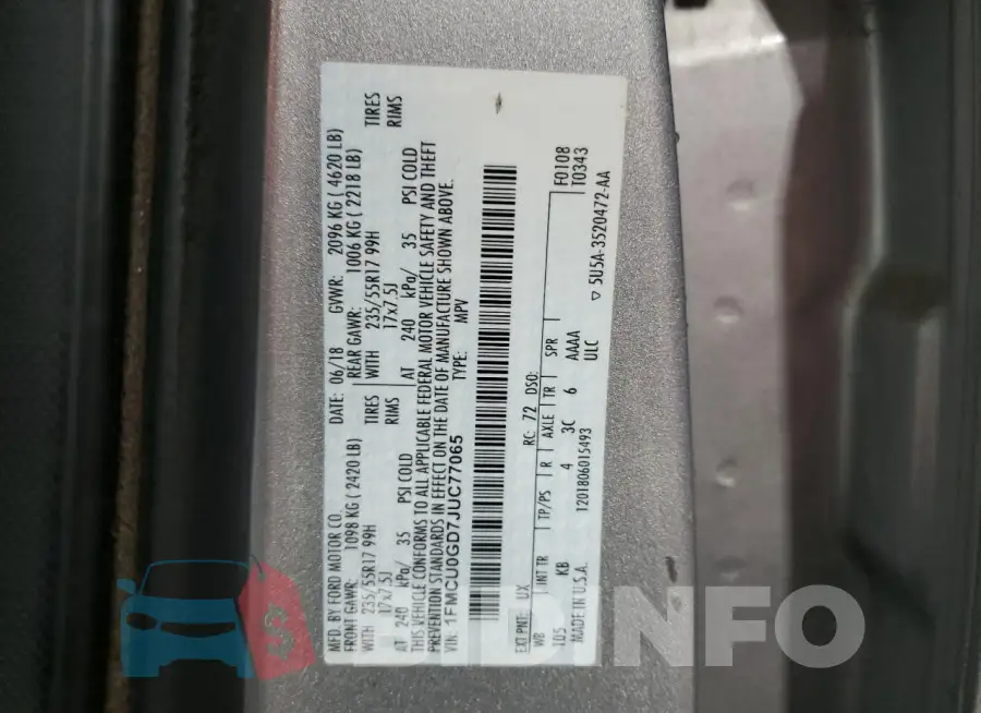 1FMCU0GD7JUC77065 Photo# 13