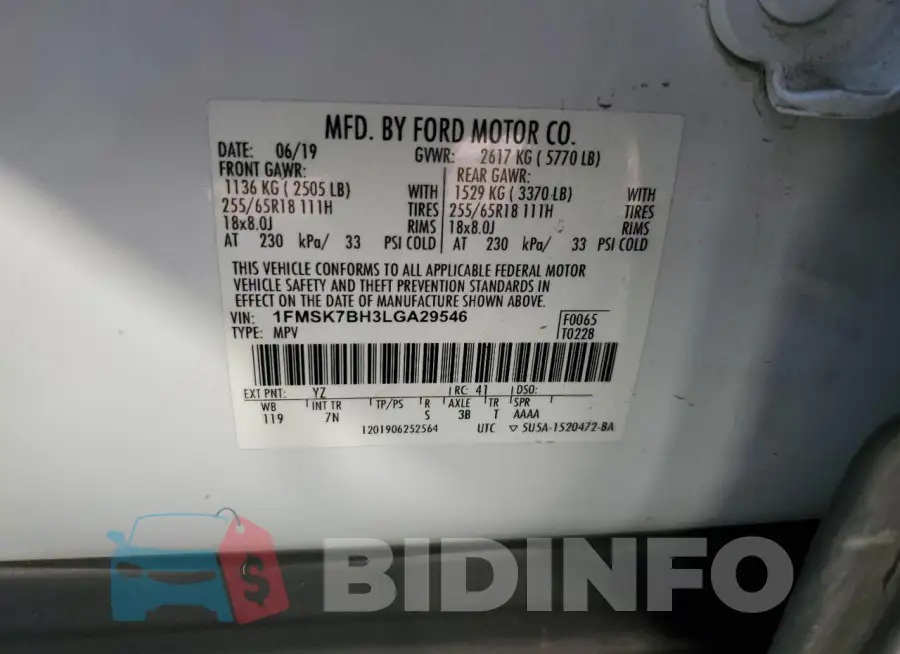 1FMSK7BH3LGA29546 Photo# 13