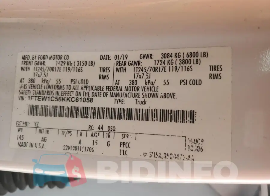 1FTEW1C56KKC61058 Photo# 12