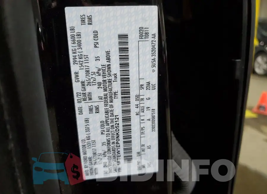1FTEW1EP0NKD52121 Photo# 13