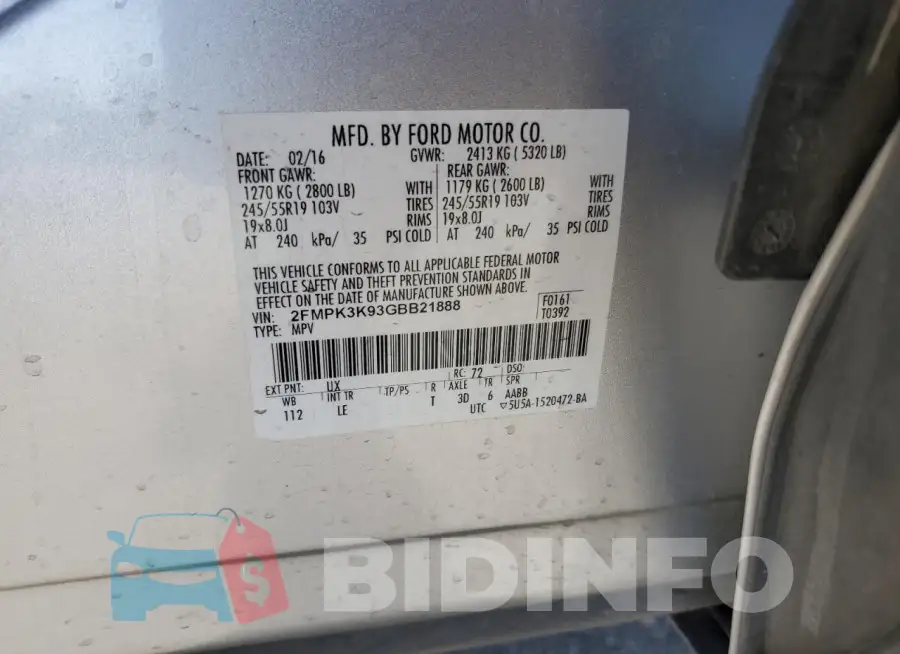 2FMPK3K93GBB21888 Photo# 13