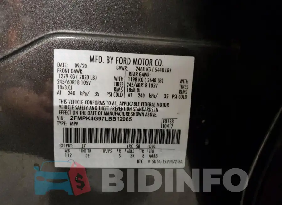2FMPK4G97LBB12085 Photo# 13