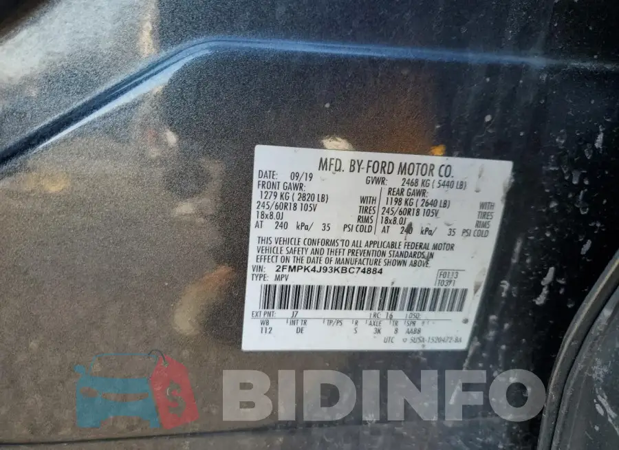 2FMPK4J93KBC74884 Photo# 13