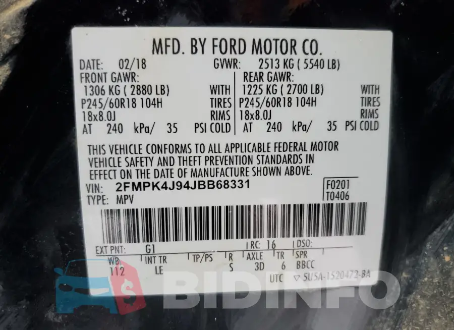 2FMPK4J94JBB68331 Photo# 13