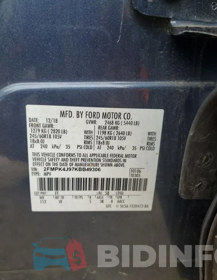 2FMPK4J97KBB49306 Photo# 13