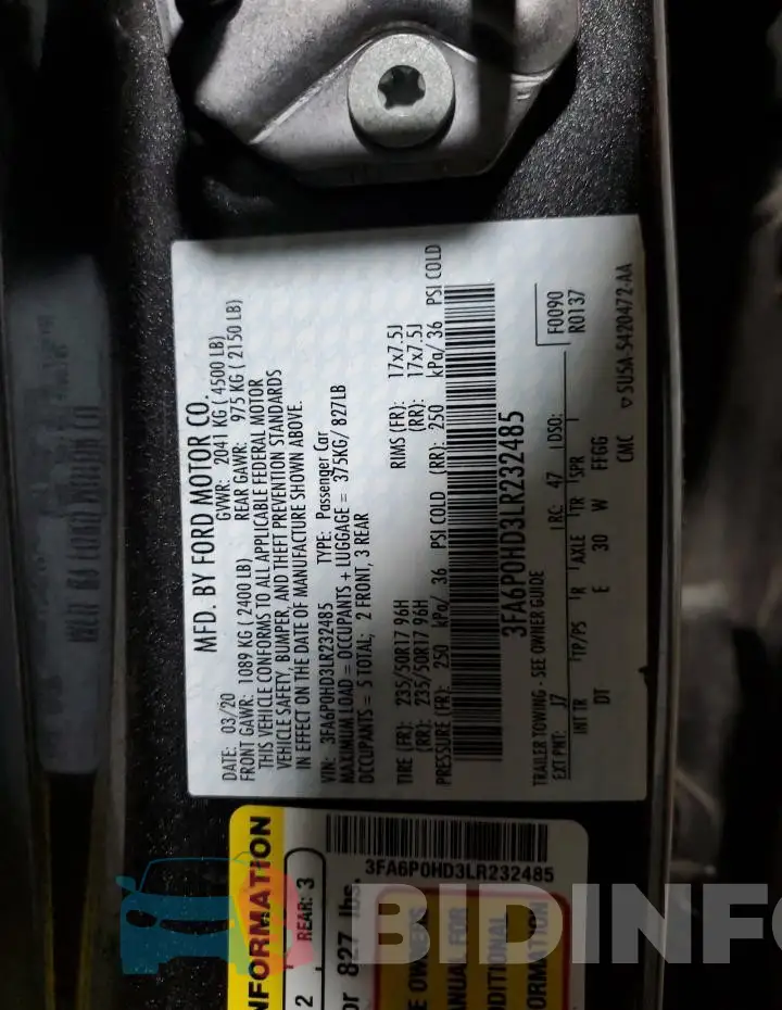 3FA6P0HD3LR232485 Photo# 12
