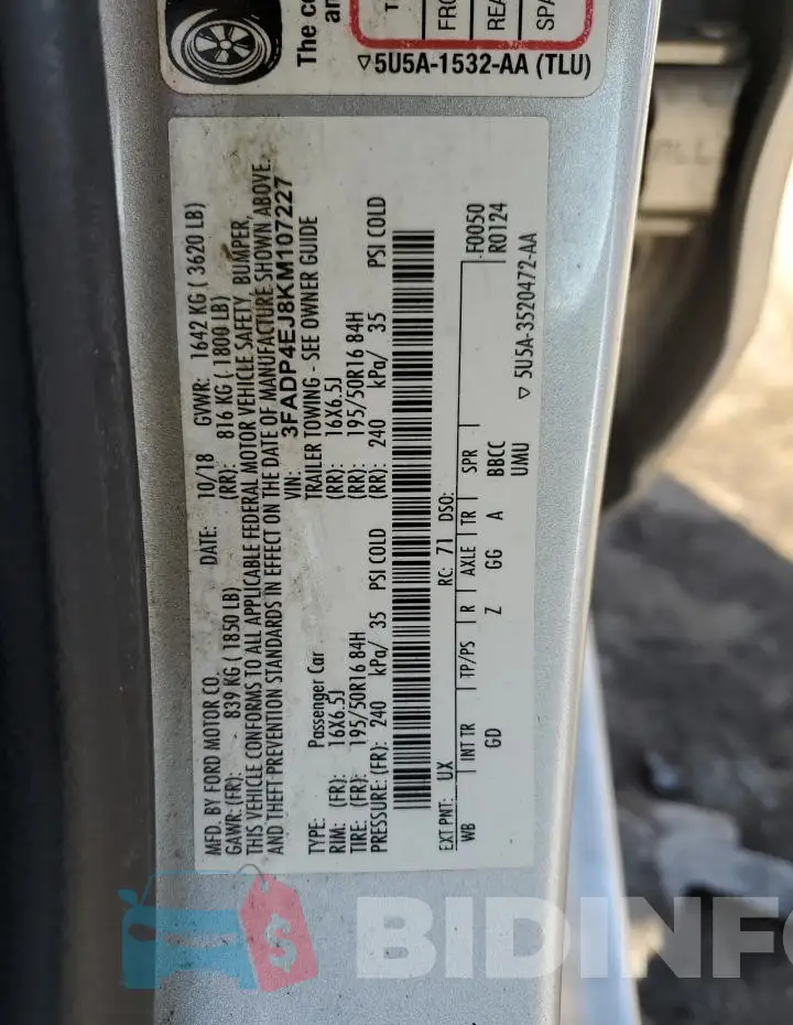 3FADP4EJ8KM107227 Photo# 12