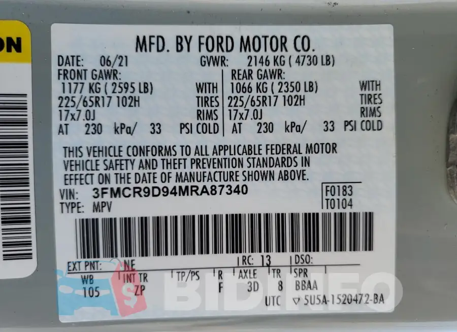 3FMCR9D94MRA87340 Photo# 13