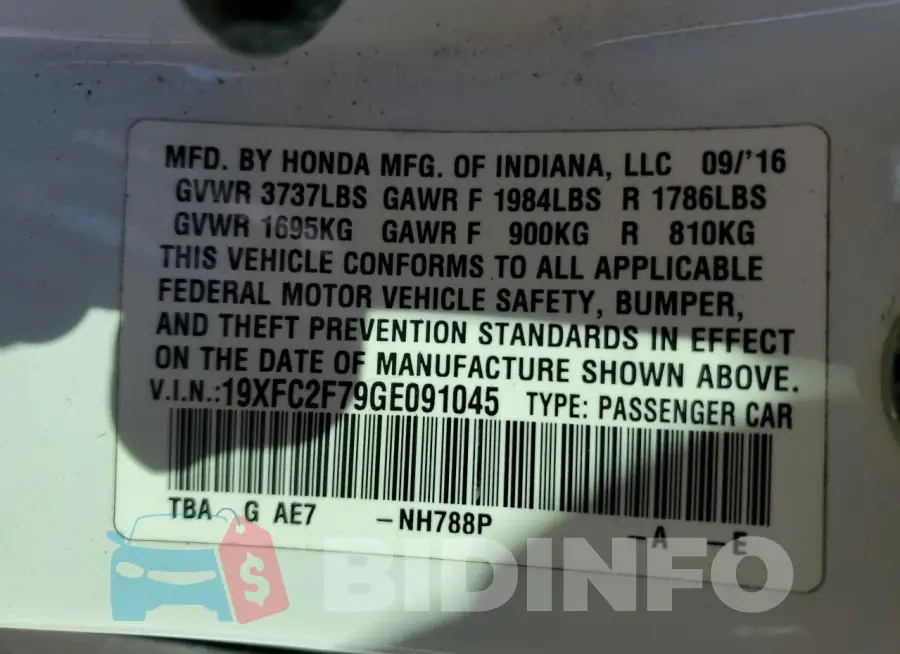 19XFC2F79GE091045 Photo# 12