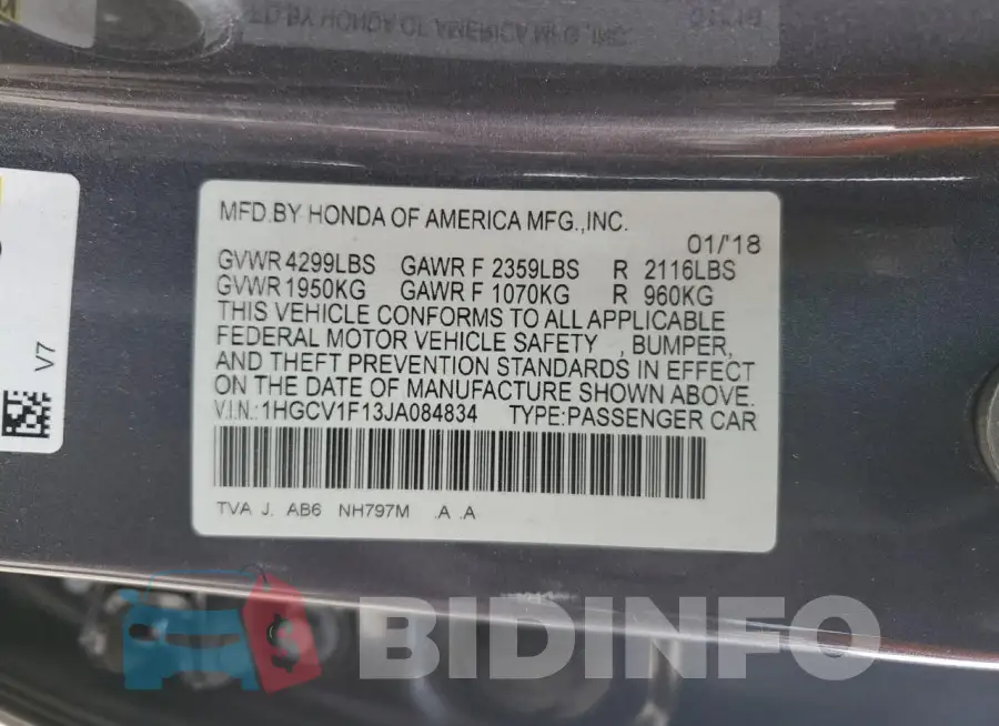 1HGCV1F13JA084834 Photo# 12