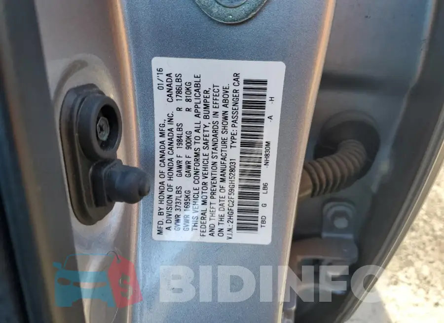 2HGFC2F59GH528031 Photo# 12