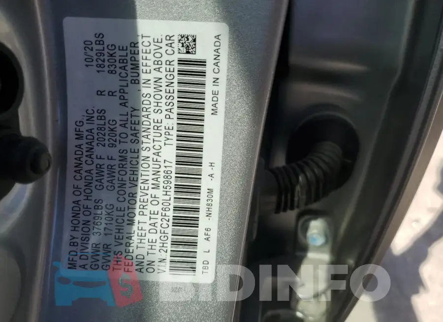 2HGFC2F60LH598617 Photo# 12