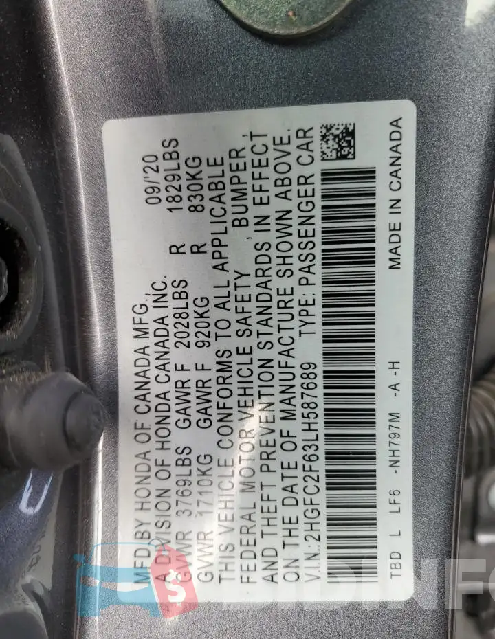 2HGFC2F63LH587689 Photo# 12