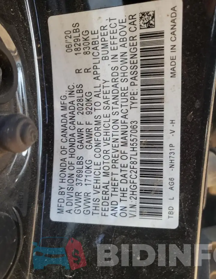 2HGFC2F87LH557063 Photo# 12