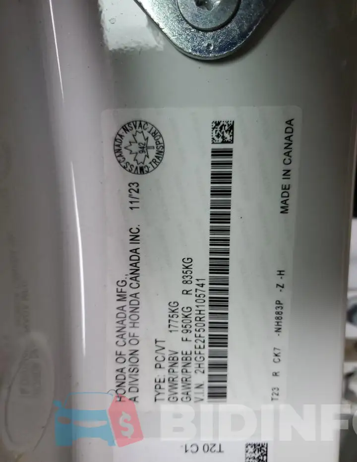 2HGFE2F50RH105741 Photo# 13
