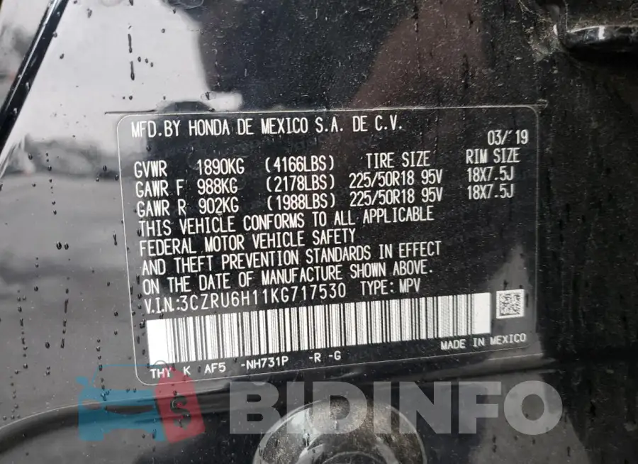 3CZRU6H11KG717530 Photo# 13