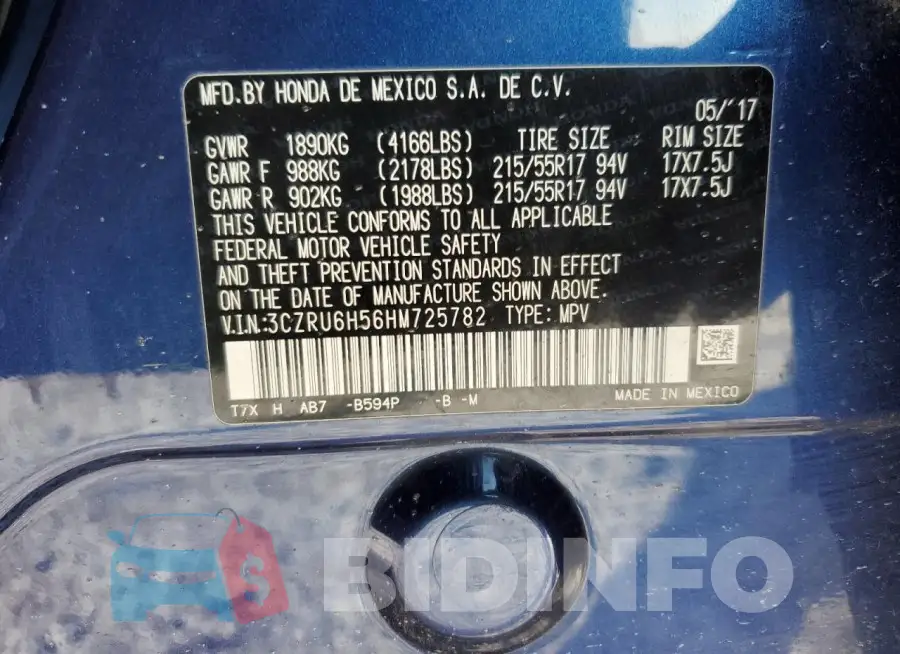 3CZRU6H56HM725782 Photo# 13
